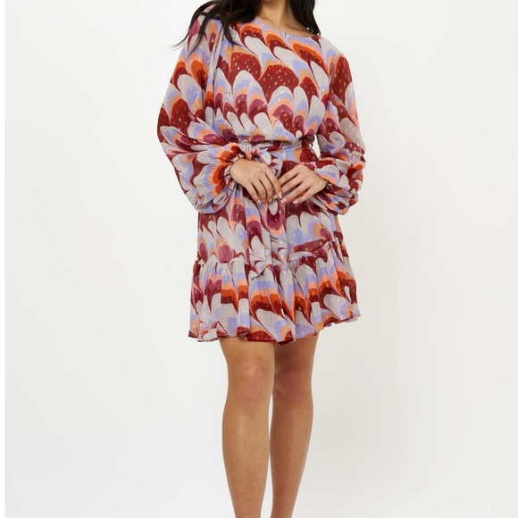 Oliphant FLIRTY SHORT DRESS- VENICE COGNAC Metallic Size S NWT Party Cocktail - Picture 3 of 15